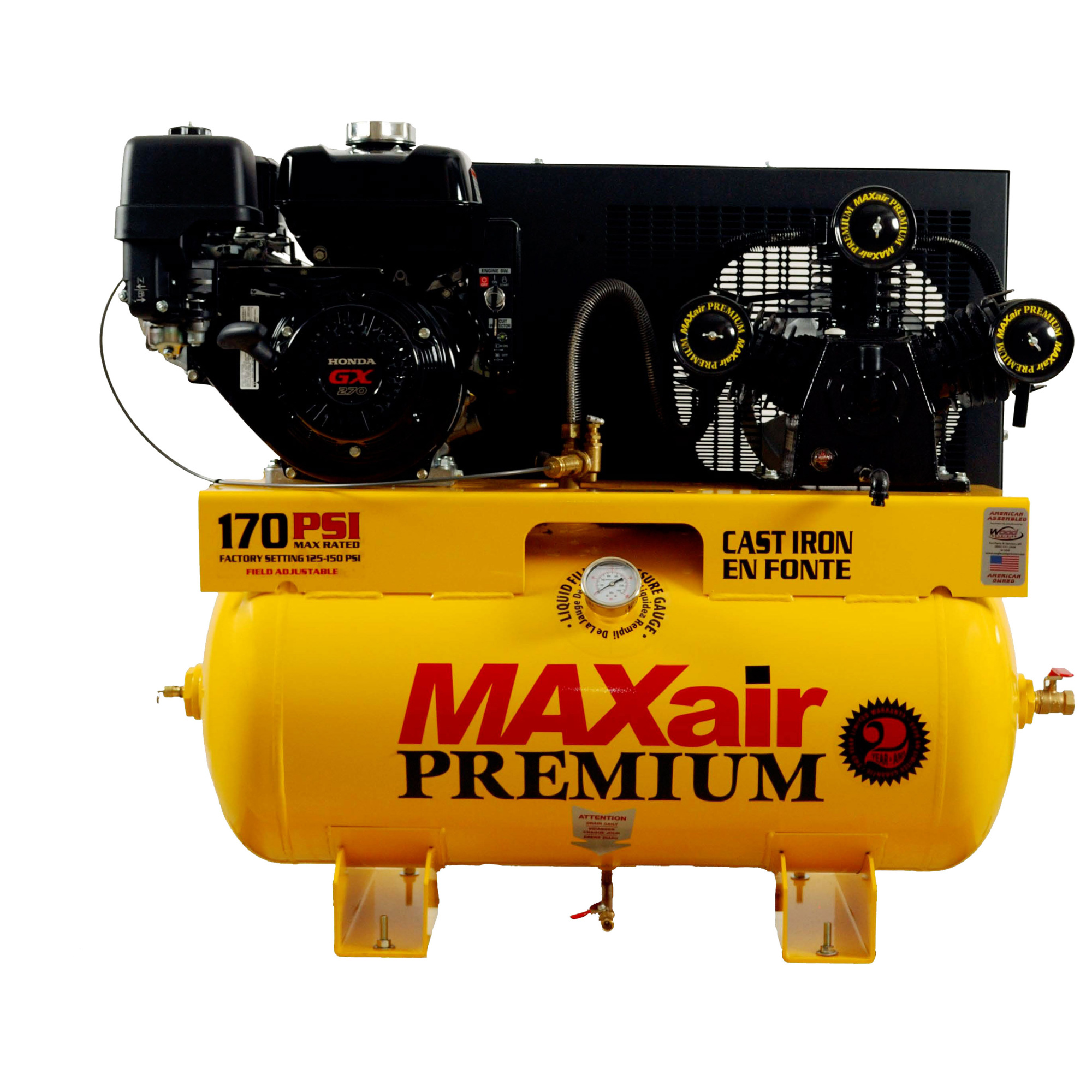 MAXair Premium Truck Mount Compressor - 30 Gal., 22 CFM, 9 HP, GX270 OHV Honda Engine, Model# 9G30TRKE-H+MAP